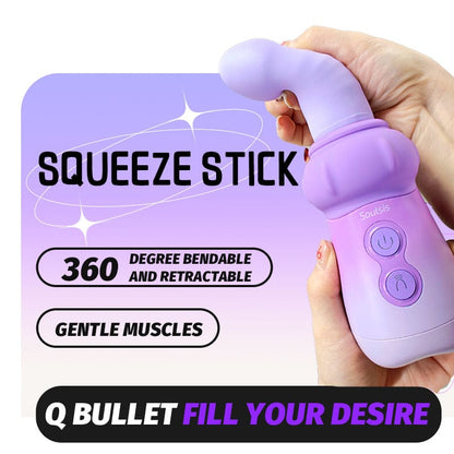 Soulsis Pinĉa Fungo-Dildo-Vibrilo Kun 5cm Teleskopaj kaj Vibraj Reĝimoj