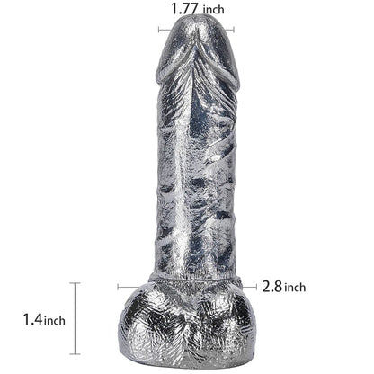 Arĝenta Dildo 6.8-cola G-punkta Monstra Metala Dildo Seksa Ludilo por Virinoj
