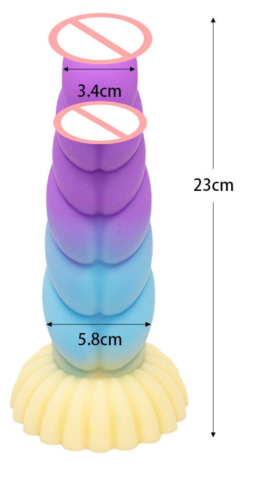 Consolador vibrador trenzado colorido de silicona líquida con tapón anal 