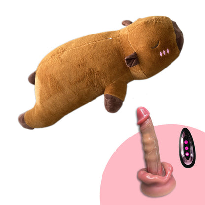 Máquina de consolador de peluche, juguete sexual con control remoto para lamer y empujar.