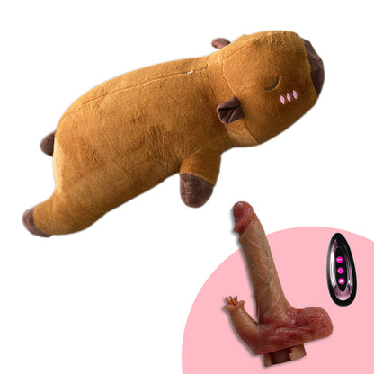 Máquina de consolador de peluche, juguete sexual con control remoto para lamer y empujar.