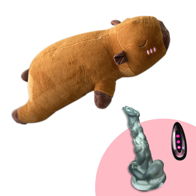 Máquina de consolador de peluche, juguete sexual con control remoto para lamer y empujar.
