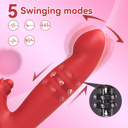 4 EN 1 G-Punktaj Vibriloj Lango-Klitora Stimulilo Puŝanta Dildo