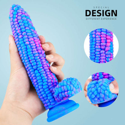 Consolador de silicona de maíz con forma de pene enorme 