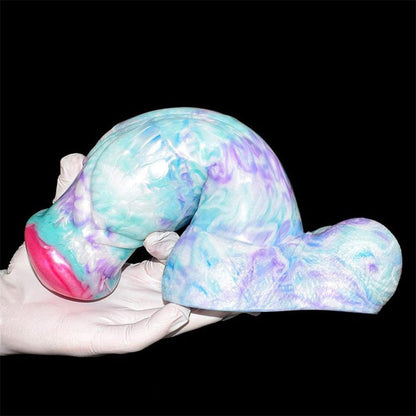 Consolador artificial de silicona con cabeza de hongo suave y colorido