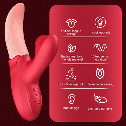 Rose Generation II Langoleka Vibrilo Klitora Suĉado G-Punto Stimulilo Cico-Masaĝilo 