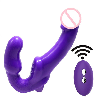 10-Frekvenca Vibranta Teleregilo Duobla Fina Portebla Dildo 