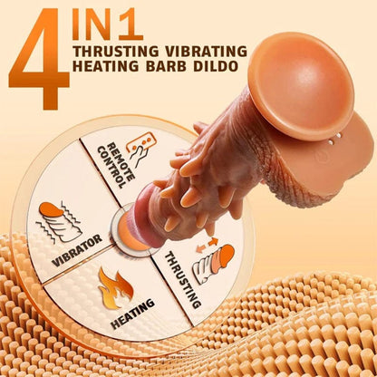 Consolador con calefacción para estimulación anal del punto G con 3 empujes y 9 vibraciones