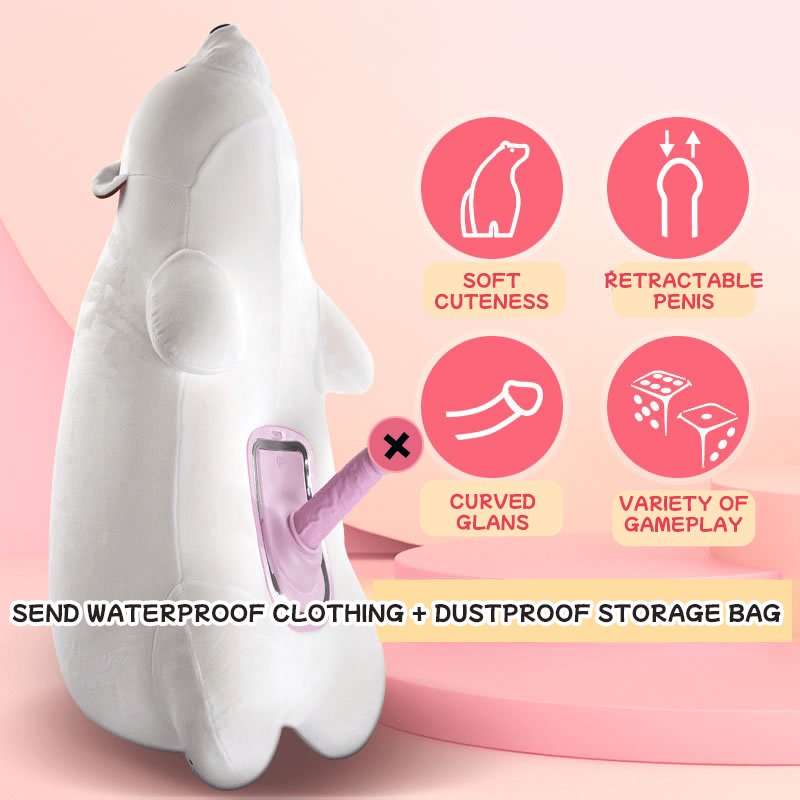 Máquina sexual con control remoto y discreta almohada de oso polar
