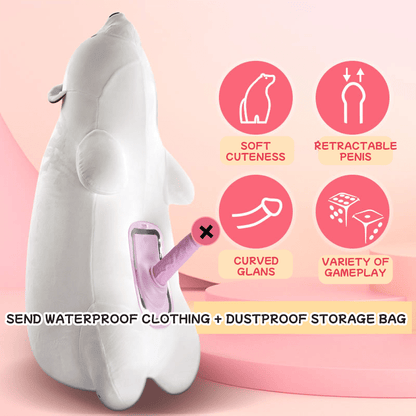 Máquina sexual con control remoto y discreta almohada de oso polar