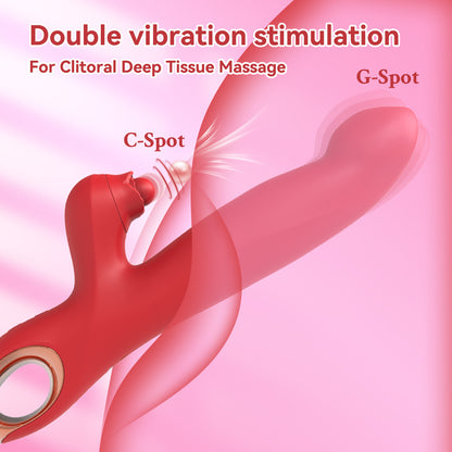 4 EN 1 G-Punktaj Vibriloj Lango-Klitora Stimulilo Puŝanta Dildo
