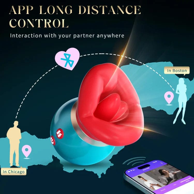 3 en 1 Aplikaĵa Teleregilo Grandbuŝa Vibrilo Kun 360° Langolekado &amp; Suĉado &amp; Vibrado