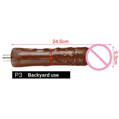 Masturbador femenino con varilla de extensión y accesorios para pene. 