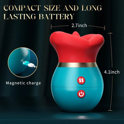3 en 1 Aplikaĵa Teleregilo Grandbuŝa Vibrilo Kun 360° Langolekado &amp; Suĉado &amp; Vibrado