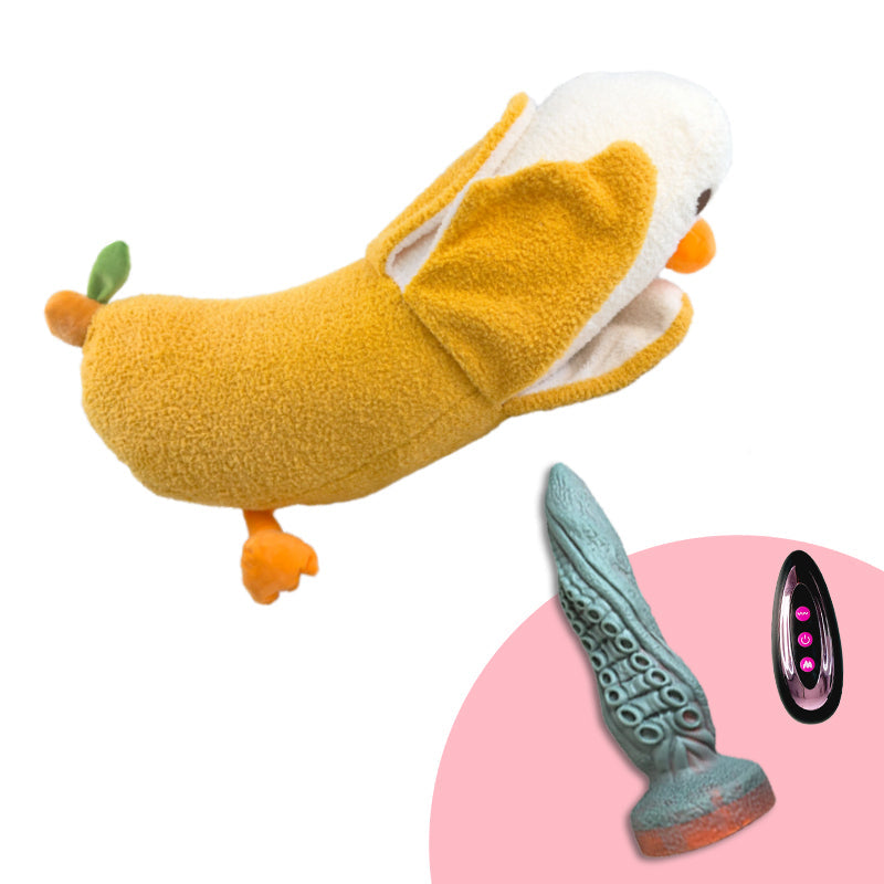 Máquina de consolador de peluche, juguete sexual con control remoto para lamer y empujar.
