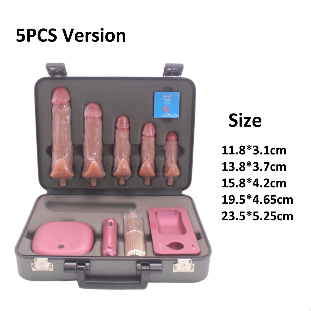 Aŭtomata Puŝanta Vibrada Dildo Seksa Maŝino Aro Kun Stokado-Skatolo