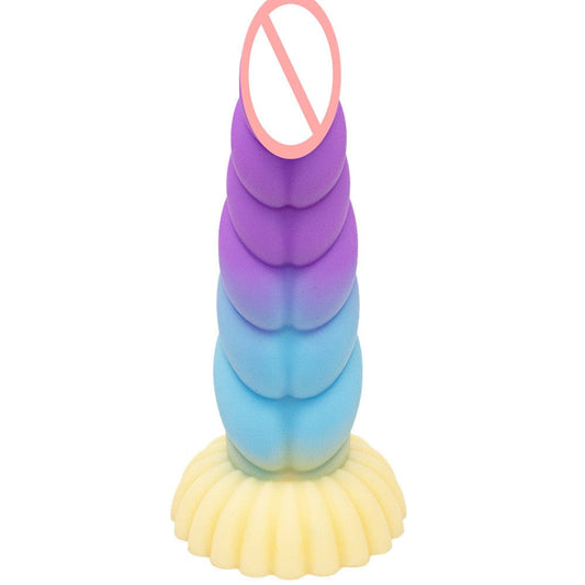 Colorful Braid Dildo Vibrator Liquid Silicone Anal Plug