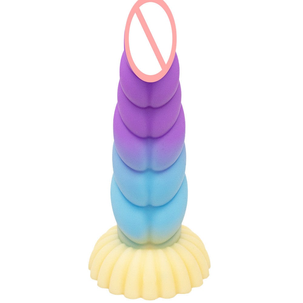 Consolador vibrador trenzado colorido de silicona líquida con tapón anal 