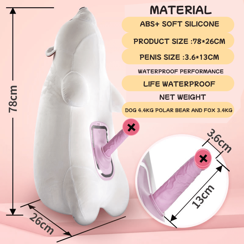 Máquina sexual con control remoto y discreta almohada de oso polar