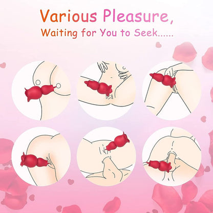 Rose Sucking and Tongue Vibrator 2 in 1 Rose Toy