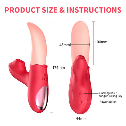 Rose Generation II Langoleka Vibrilo Klitora Suĉado G-Punto Stimulilo Cico-Masaĝilo 