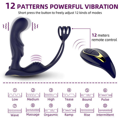 Sendrata Teleregilo Vibra Masaĝilo por Vibra Prostato 