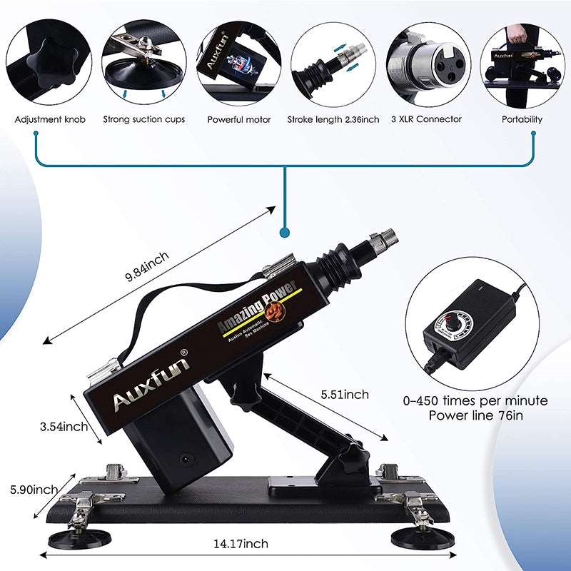 Máquina sexual automática con dispositivo de empuje y pistola con 6 accesorios