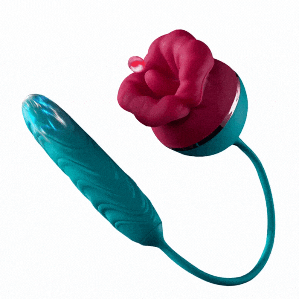 Vibrador Big Mouth 3 en 1 con forma de rosa, 9 lametones y 6 estimuladores del punto G 