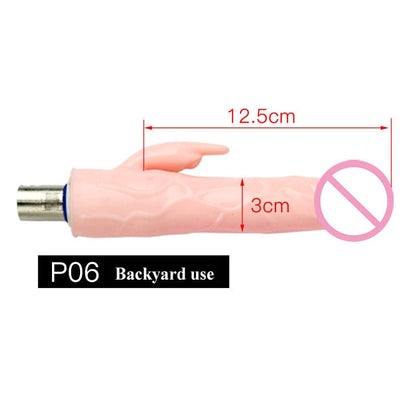 Masturbador femenino con varilla de extensión y accesorios para pene. 