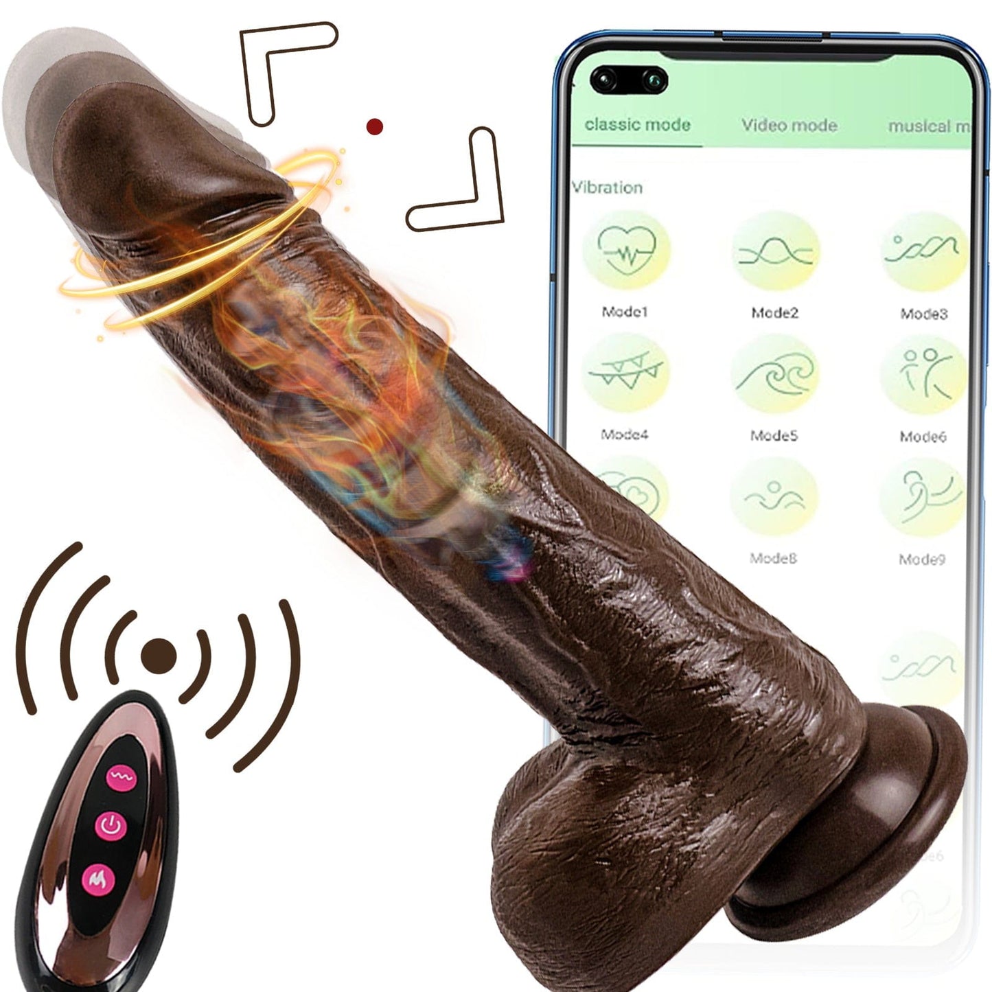 8,6-cola vibranta puŝa svingo dildo dika longa vivsimila kun teleregilo