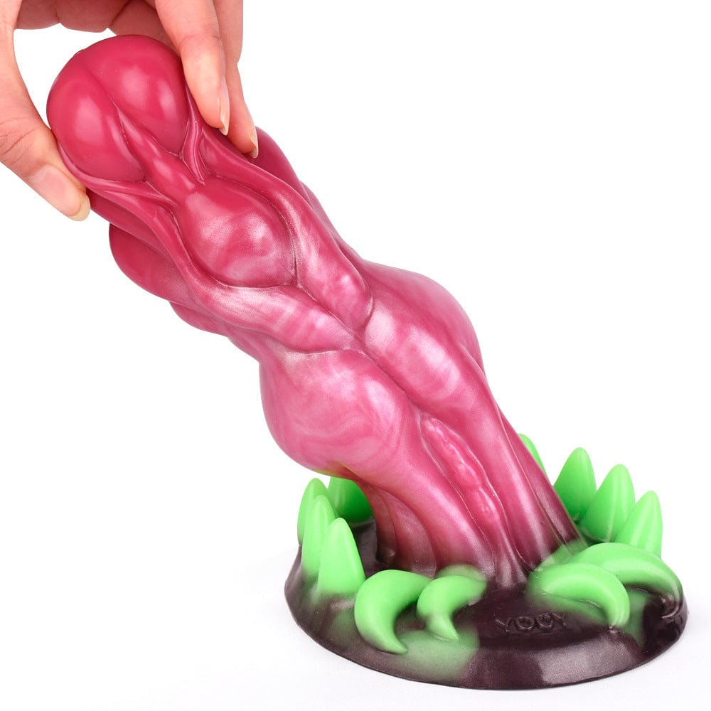 Diente de lobo realista y surrealista, consolador luminoso de silicona con ventosa.
