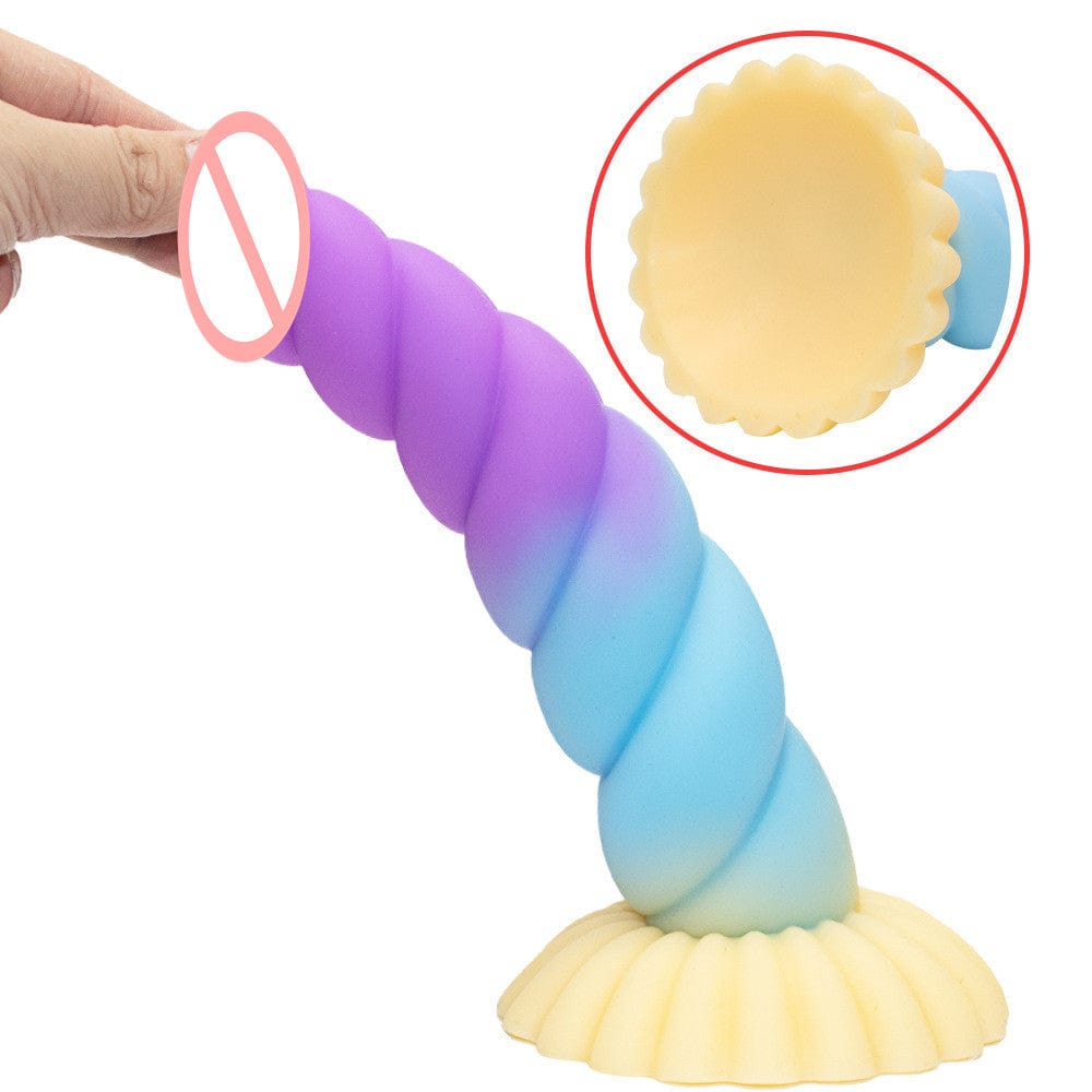 Consolador vibrador trenzado colorido de silicona líquida con tapón anal 