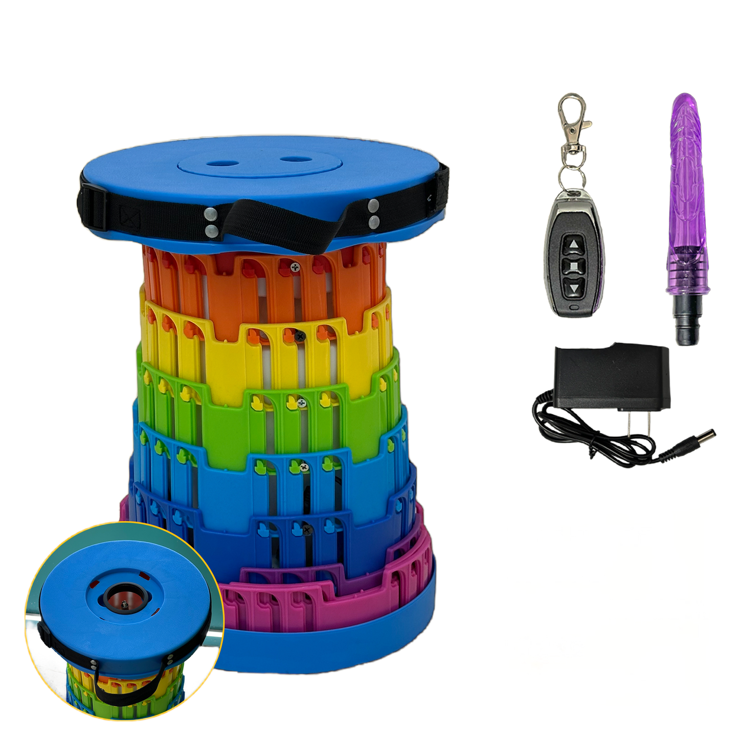 Consolador sexual TOYHEERG Rainbow Telescopic Chair para estimulación al aire libre