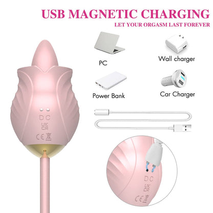 New Rose Toy Warming G-spot Tongue Licking Vibrator