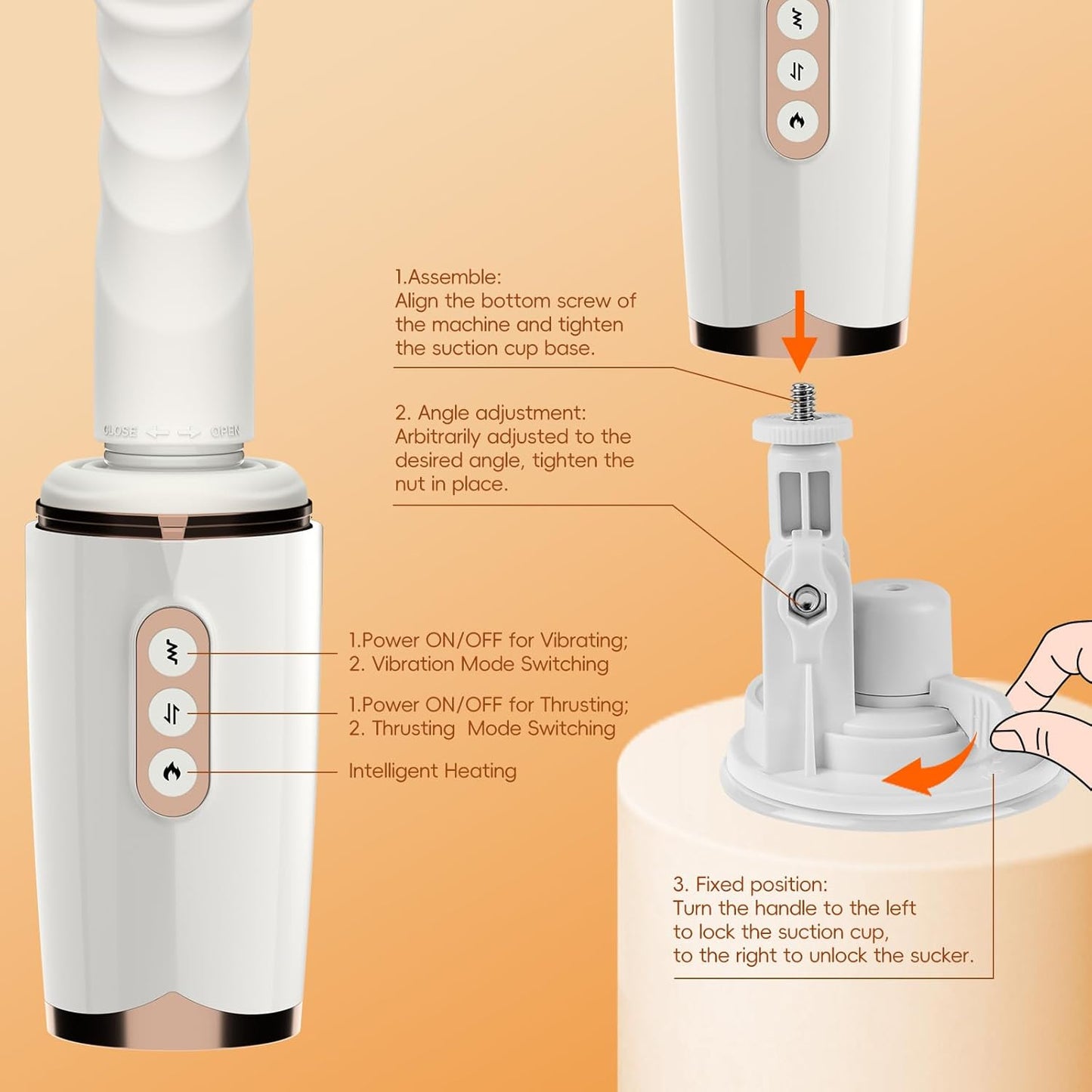 Máquina sexual vibradora con ventosa Honey 7 Thrusting Heating