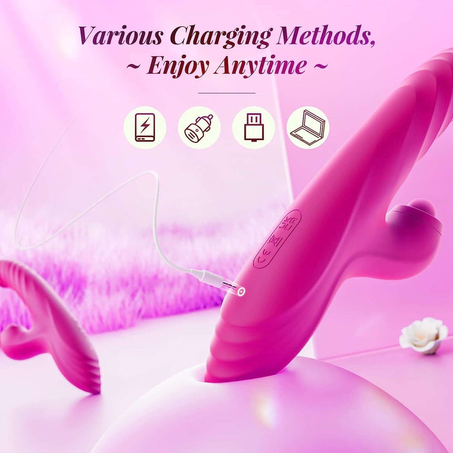 Puŝanta Dildo Kunikla Vibrilo G-punkta Vibrilo por Virinoj