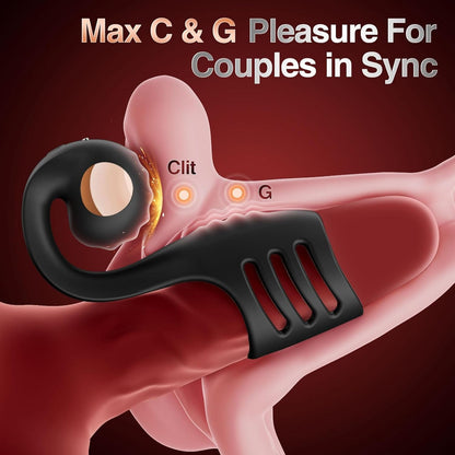 4 in 1 Penis Sleeve Ring Vibrator with Snail-Shaped Clit Stimulator