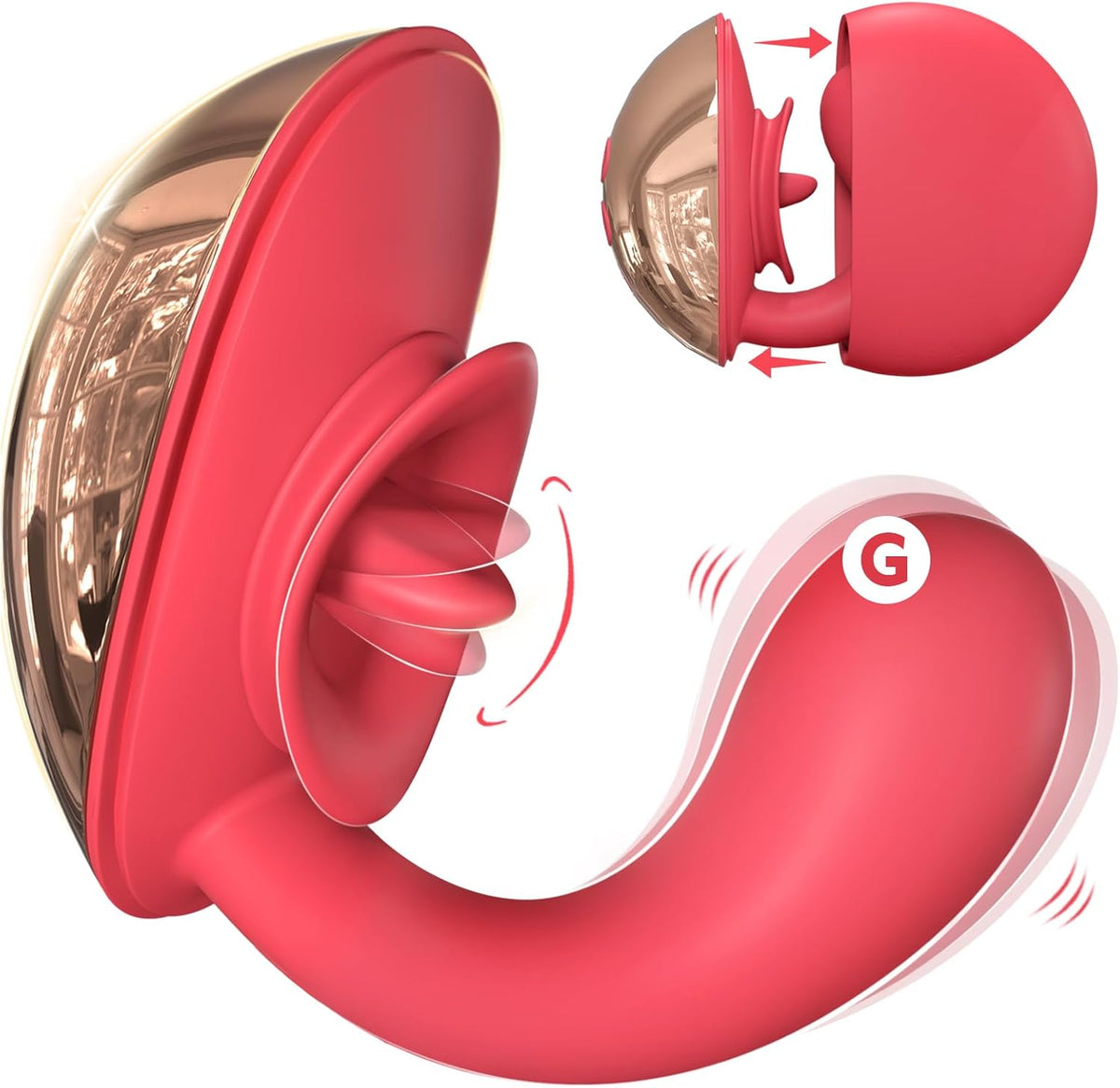 Huevo vibrador para coquetear con doble función de estimulación, vibración, lamido, clítoris y boca grande.