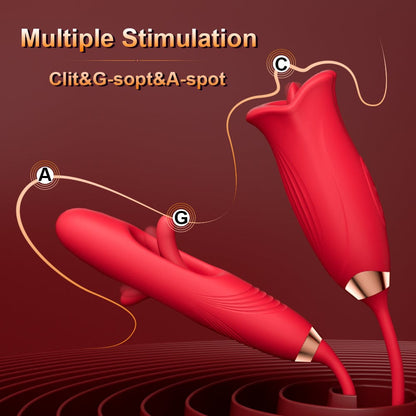 Vibrilo Rose Muncher por Lipoj kaj Lango kun Frapeta Vibrilo 