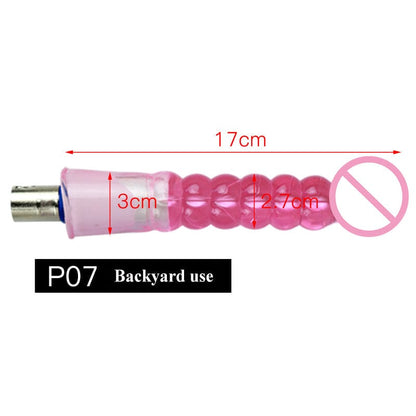 Masturbador femenino con varilla de extensión y accesorios para pene. 