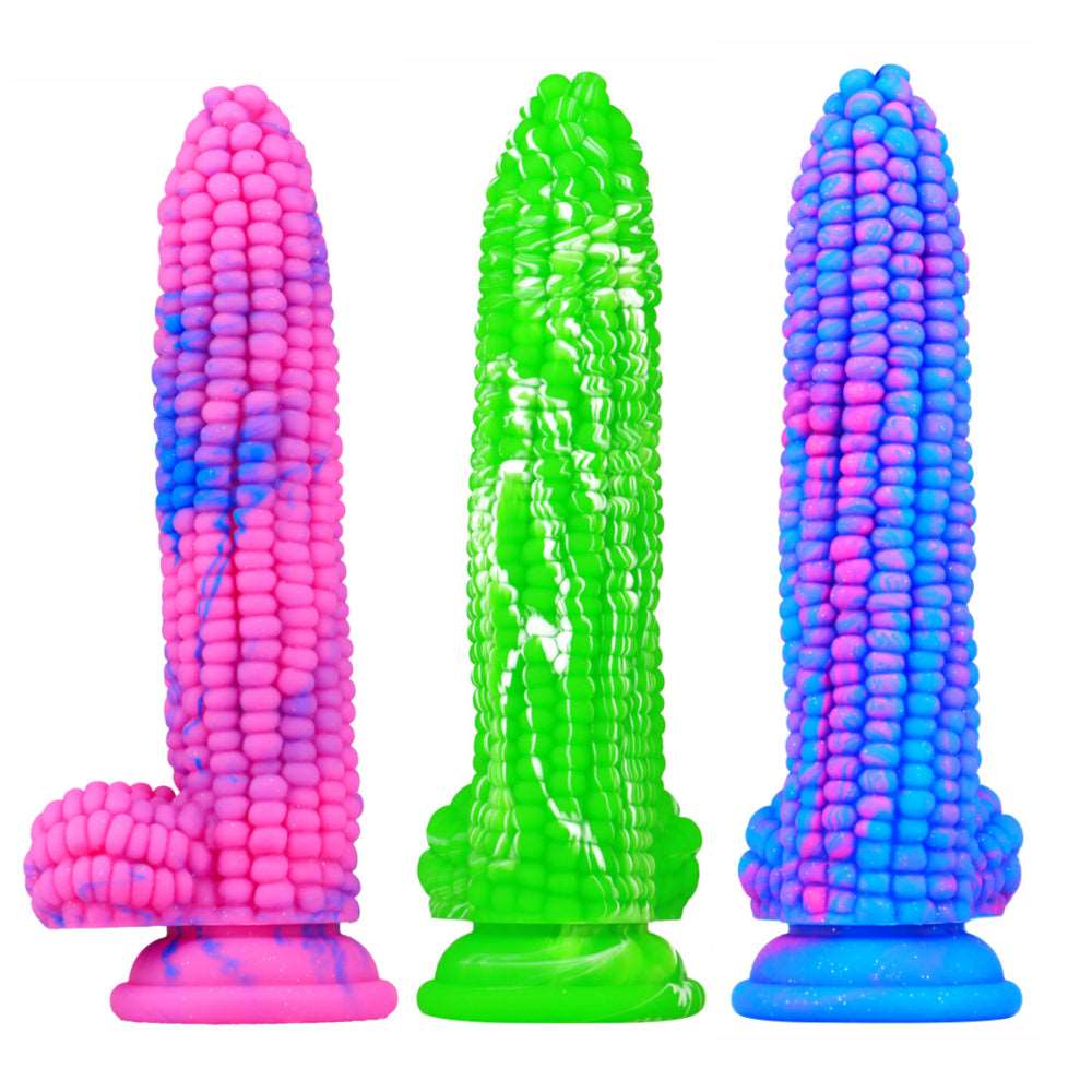 Consolador de silicona de maíz con forma de pene enorme 