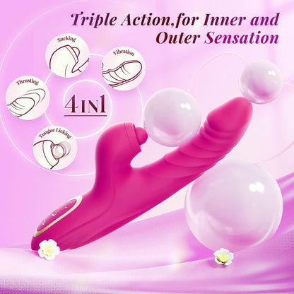 Puŝanta Dildo Kunikla Vibrilo G-punkta Vibrilo por Virinoj