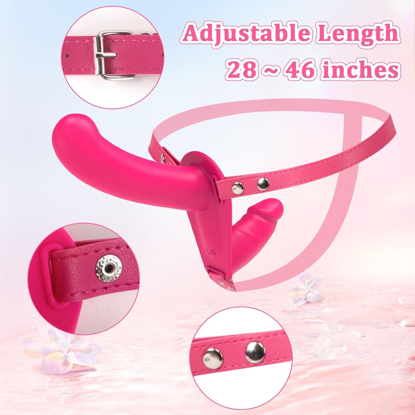 Consolador vibrador con correa para lesbianas, consolador de doble extremo con control remoto 