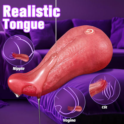 Realistic Tongue licking Clitoral Stimulation Vibrators with 9 Licking vibrating & Heating Modes