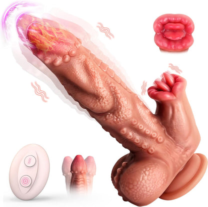 Vibrador consolador giratorio con empuje y control remoto Snake Warrior de 9.5 pulgadas
