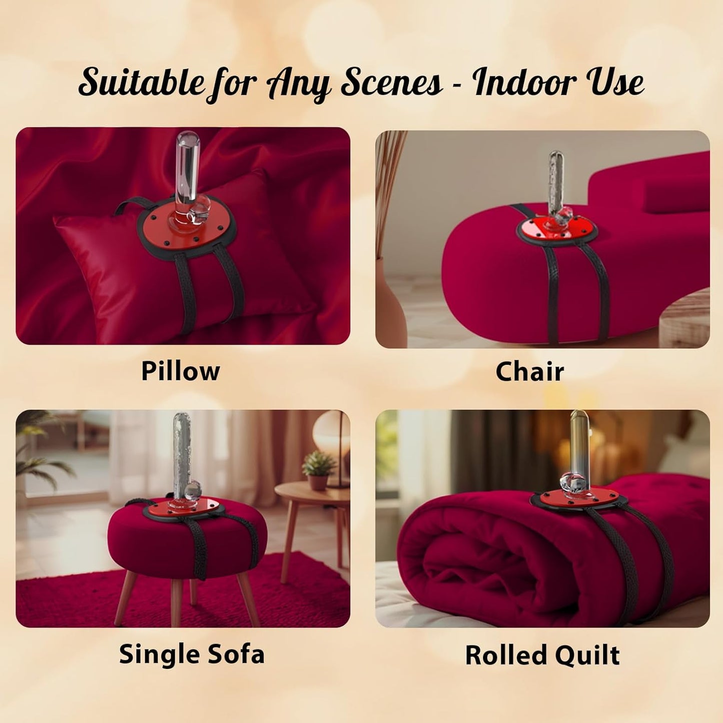 Arnés con correa para consolador, soporte para silla, columpio, almohada, cojín de sofá