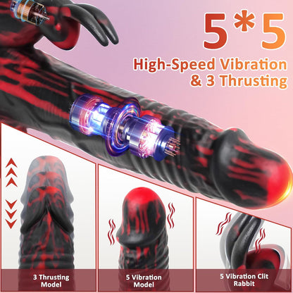 8.26-cola Kunikla Puŝo-Rotacia Realisma Dildo Klitora G-Punkta Vibrilo