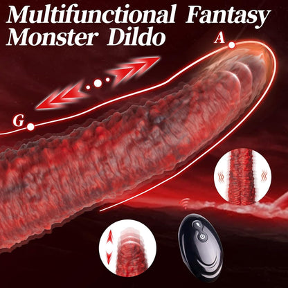 Consolador vibrador realista de 9.5 pulgadas con forma de monstruo y control remoto.