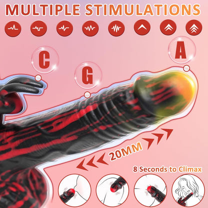 8.26-cola Kunikla Puŝo-Rotacia Realisma Dildo Klitora G-Punkta Vibrilo