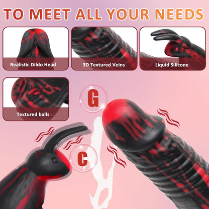 8.26-cola Kunikla Puŝo-Rotacia Realisma Dildo Klitora G-Punkta Vibrilo